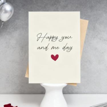 Imagem de Cartão de aniversário elegante para casais com design romântico 13 x 20 cm cartão de felicitações dobrado e envelope vermelho incluído