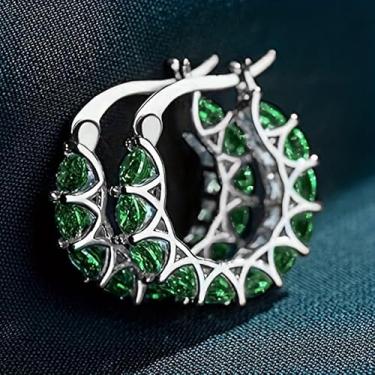 Imagem de Brinco de argola requintado exclusivo com zircônia multicolorida para mulheres, uso diário, casual, férias, joias, presentes, One size, Cobre, Zircônia cúbica