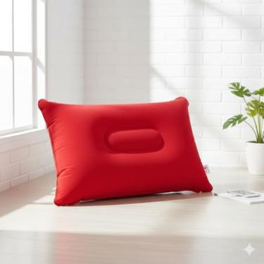 Imagem de Travesseiros para viagem, acampamento, caminhada, travesseiro inflável ultraleve, suporte lombar, confortável, travesseiros ergonômicos, 34 x 22 cm