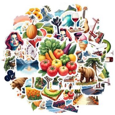 Imagem de 50 peças de adesivos de viagem, natureza, aventura, comida, Califórnia, brinquedo, faça você mesmo, artístico, para notebook, bagagem, celular, laptop, bagagem, álbum de recortes, adesivo diário