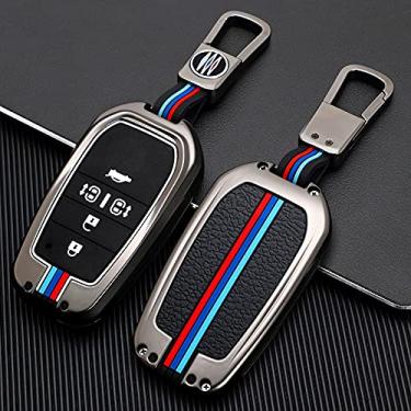 Imagem de Hacreyatu Chaveiro de liga de zinco protetor de tampa de chaveiro para Vellfire Alphard Série 30 Previa Tarago (cor da arma, 3 botões)