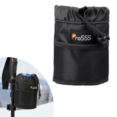 Imagem de ProSSS Suporte de cerveja ajustável para esqui e snowboard, capa de lata isolada à prova d'água com parte superior elástica, alças duplas antiderrapantes e bolso frontal de malha, serve para latas
