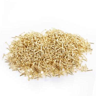 Imagem de FOCMKEAS 1000 peças de pequenos pregos de ferragem 1,5 cm pregos de madeira banhados a cobre prego de acabamento prego pequeno para pendurar quadros decorações montadas na parede projetos faça você
