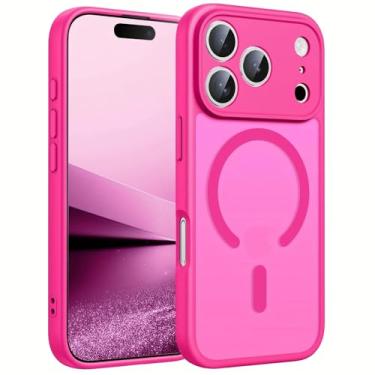 Imagem de SFDSUH Capa protetora magnética fosca translúcida para iPhone 15 Pro com carregador sem fio (para iPhone 15 Pro/ameixa)