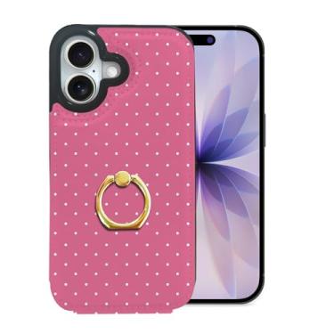 Imagem de Lyforaz Carteira compatível com iPhone 17 de 6,3 polegadas com porta-cartão, anel de dedo de rotação de 360°, bloqueio RFID, botões duplos protetores à prova de choque, padrão de couro PU para ip17