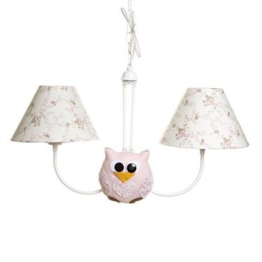 Imagem de Lustre 2L Simples Com 2 Corujas Quarto Bebê Infantil Menina - Potinho 