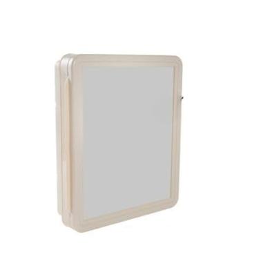 Imagem de Armario Banheiro Embutir/Sobrepor Espelho De Vidro, Armário com parafuso e bucha - Organizador para Banheiros Pequenos e Modernos(Bege)