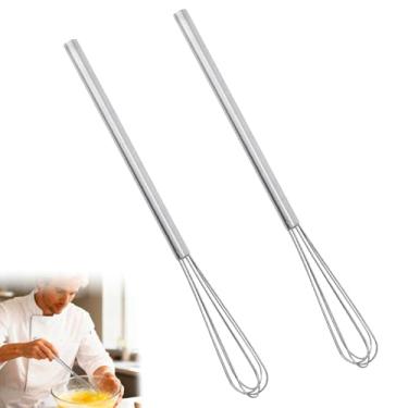 Imagem de Conjunto de 2 Mini Batedores de Ovos, Batedores Pequenos em Aço Inoxidável para Cozinhar Batedor Arame Compacto para Bater Misturar Ovos Molhos e Espumar Café