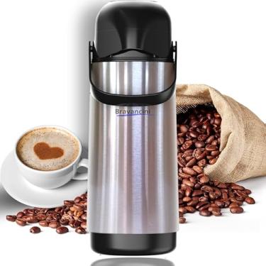 Imagem de Garrafa Térmica Lúmina Inox 1L com Ampola Aço Conserva Quente e Frio Alta Durabilidade Ideal para Café Água Chá Chimarrão Viagens Escritório Bico Antivazamento Bomba Pressão Termica Pump