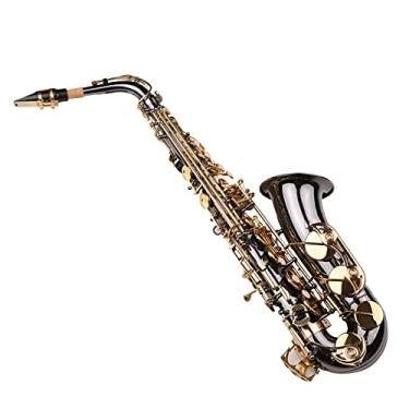 Imagem de Saxofone profissional EB E-Flat Saxofone alto corpo de latão niquelado com chaves de nácar de gravação, instrumentos musicais saxofone latão saxofone kit para iniciantes
