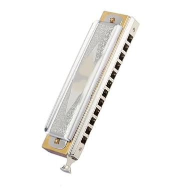 Imagem de Gaita cromática de jogo profissional gaita 12 furos instrumento harpa chave pêra madeira pente palheta de latão (cor: C)