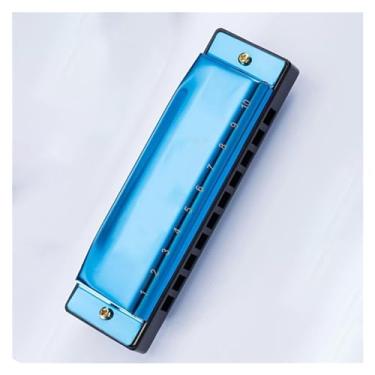 Imagem de Gaita profissional tocando gaita azul elegante azul com 10 furos diatônica blues instrumento para tocar gaita