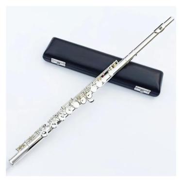 Imagem de Flauta de chave C fechada com 16 furos, cuproníquel, corpo prateado, cobre e níquel, com estojo