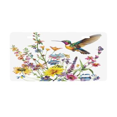 Imagem de Placa de licença elegante pássaro borboleta para frente do carro placas de carro alumínio metal adequado para caminhão, placa de porta de carro, bar, café, acessórios automotivos para homens e