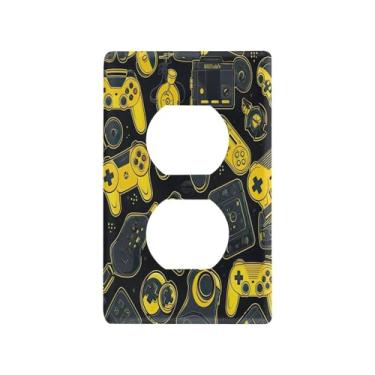 Imagem de Blueangle Placa de parede colorida para controladores de videogame duplex, tamanho padrão, placas de cobertura de tomada elétrica de 1 gangue para decoração de quarto de escritório em casa, 4,53 x