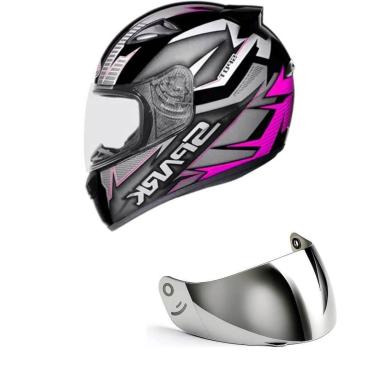 Imagem de Capacete Ebf New Spark Spot Preto e Rosa Mais Viseira Prata-Feminino