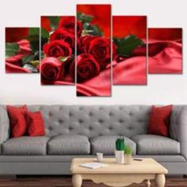 Imagem de quadros decorativo 5 peças mod Rosas vermelhas - autopc 3mm