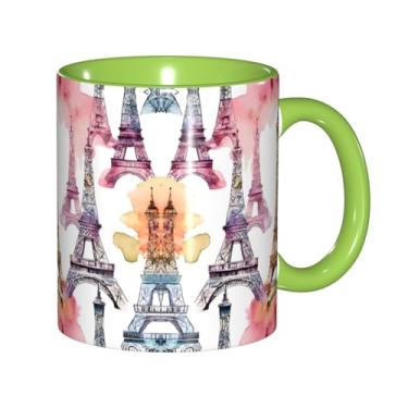 Imagem de Zeraoke French Paris Tour Eiffel Tower Print Canecas de café criativas, personalizadas, presente para família, tamanho de 325 ml, unissex