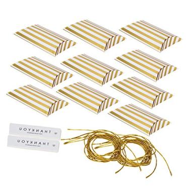 Imagem de Caixa de embalagem DIY Doces Biscoitos Pequeno Presente Caixa de Papel 10 Pcs para Casamentos Aniversários Festas (Faixa Dourada)