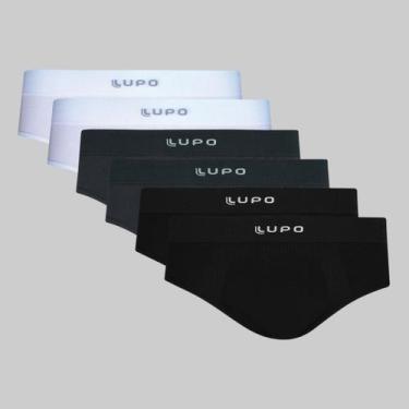 Imagem de Kit 6 Cuecas Lupo Slip Micromodal Sem Costura 00681, Branco, Grafite, 