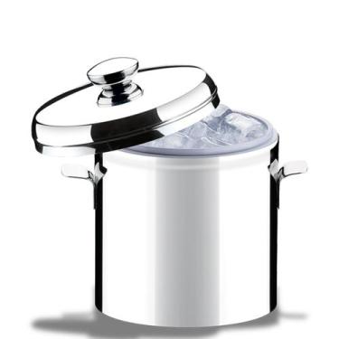 Imagem de Balde de Gelo 1,5 Litros Térmico com Tampa Aço Inox Linha Suprema Brin