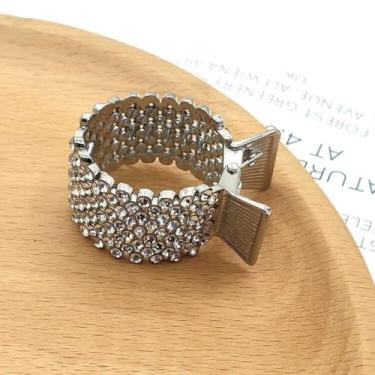 Imagem de 1 grampo de cabelo pequeno, grampo de cabelo de tubarão com strass, rabo de cavalo alto, acessório para pentear, prata