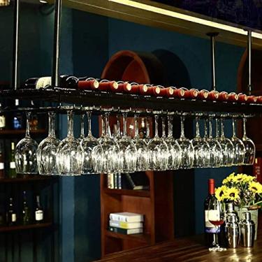 Imagem de APUM Suporte para pendurar para copos de vinho, suporte de garrafa de vinho com altura ajustável, suporte de garrafa de vinho para parede, fácil instalação