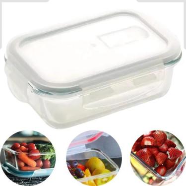 Imagem de Potes de Vidro Hermético Porta Marmita Retangular Geladeira Freezer Mi