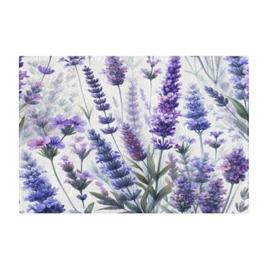 Imagem de Burbuja Tapete de banho de lavanda, tapete de banheiro absorvente extra macio com suporte antiderrapante para banheiro, banheira, chuveiro, 41 x 61 cm