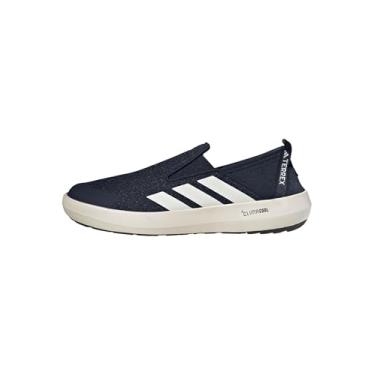 Imagem de adidas Tênis de caminhada unissex Terrex Boat sem cadarço, Tinta/branco giz/laranja semiimpacto, 11 Women/10 Men