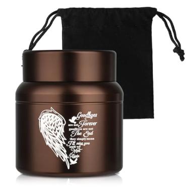 Imagem de Urnas pequenas para lembrança de cinzas humanas, mini urna de cremação decorativa de 5 cm de altura para homens e mulheres, animais de estimação - marrom
