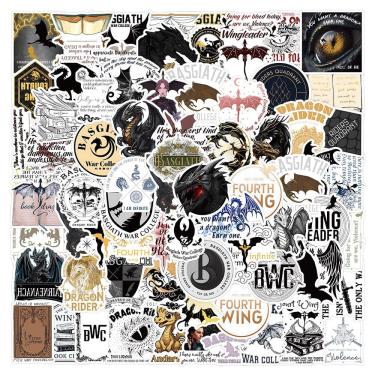 Imagem de Adesivos Fourths Wings Dragons em vinil impermeável 100 unidades