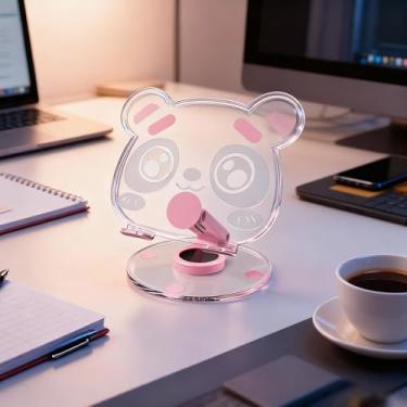 Imagem de Suporte giratório dobrável para tablet, suporte de mesa panda, suporte de mesa fofo para tablets e e-readers (rosa)