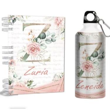 Imagem de Agenda 2026 + Garrafa - Personalizada com Nome - Alumínio - Alfabeto - Capa Dura Holográfica (Na compra colocar o nome na frente do remetente) (Z)