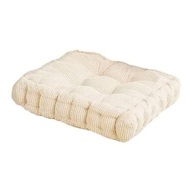 Imagem de Ｂｅｓｇａ Almofada de assento em formato de biscoito, almofada de chão quadrada, macia e confortável para meditação, ideal para decoração de escritório, quarto, Bege