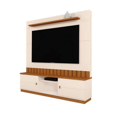 Imagem de Home Rack Painel Sala Para Tv De 70 Polegadas Florianopolis Off White Com Amendoa