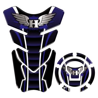 Imagem de Kit Protetor Tanque Adesivo Moto Honda Asa Acima 2018 Azul Azul