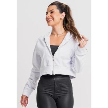 Imagem de Casaco Jaqueta Zíper Bomber Moletom Cropped Flanelado Inverno Mvb Modas-Feminino