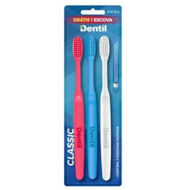 Imagem de Dentil - Escova Dental Classic Macia LV3PG2 | Cerdas com Pontas Arredondadas p/Conforto na Escovação | Leve 3 Pague 2