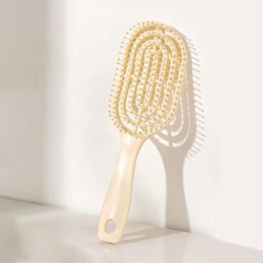 Imagem de Escova de alisamento de cabelo atraente conveniente pente desembaraçante para cabelos cacheados lisos e molhados