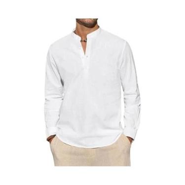 Imagem de Camisa Polo Masculina Leve E Respirável De Manga Longa Com Gola Henley