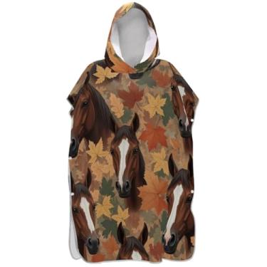 Imagem de Joisal Poncho de surfe plus size trocador de roupão adulto praia moletom toalha natação cavalos marrons ponchos de praia para homens