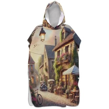 Imagem de Joisal Roupão de mudança de rua para adultos, poncho de surfe, toalha de banho com capuz, unissex, poncho adulto com capuz