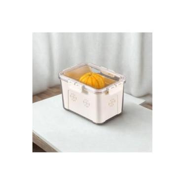 Imagem de Cesto Organizador com Tampa para Geladeira, Plástico Transparente/Branco, 23,5x16,5x14cm, com Cesta Divisória
