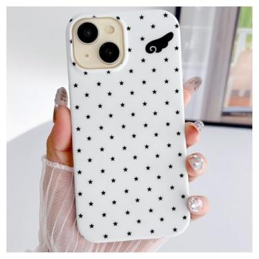 Imagem de Weonmov Capa para iPhone 13/iPhone 14/iPhone 15,5 cm, estampa de asas de anjo, capa rígida de proteção à prova de choque para mulheres e homens de 6,1 polegadas - branca