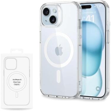 Imagem de Capinha Mag-Safe [iPhone 15] Clear Slim Case [Anti-Amarelamento] Compatível com Mag-Safe Transparente com [Proteção de Câmera] Resistente a Riscos e Anti Impacto