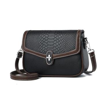 Imagem de NICOLE & DORIS Mini bolsa de ombro feminina vintage bolsa transversal de couro PU pequena bolsa lateral, Preto, Large