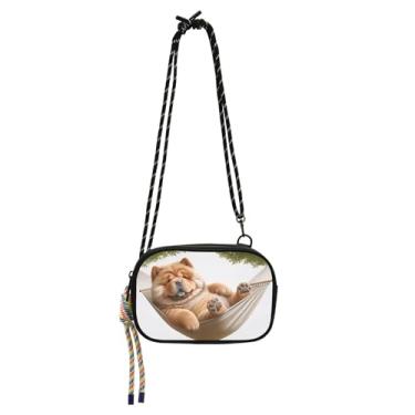 Imagem de TSENQUE Bolsa feminina bolsa transversal pequena bolsa para celular carteira fashion Chow Chow cachorro fofo viagem sobre o ombro bolsas