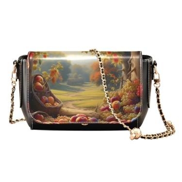 Imagem de GAIGEO Bolsa de ombro de flores e cogumelos morangos com bolso, bolsas de ombro de couro para mulheres, Fruit Under an Orchard-4, One Size