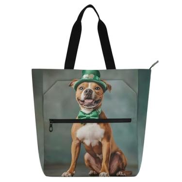 Imagem de GAIGEO Linda bolsa de trabalho com estampa de cachorro para mulheres, lona, praia, livro, com zíper, bolsa infantil fofa com compartimentos